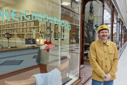 Dave Winn the owner of Neighbourhood Tattoo in Wayfarers Arcade in Southport. Photo by Andrew Brown Stand Up For Southport
