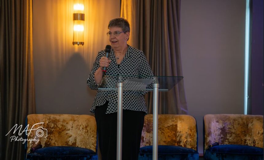 Queenscourt Hospice founder Dr Karen Groves MBE spoke at the International Women's Day celebration at The Grand in Southport. Photo by MAF Photography