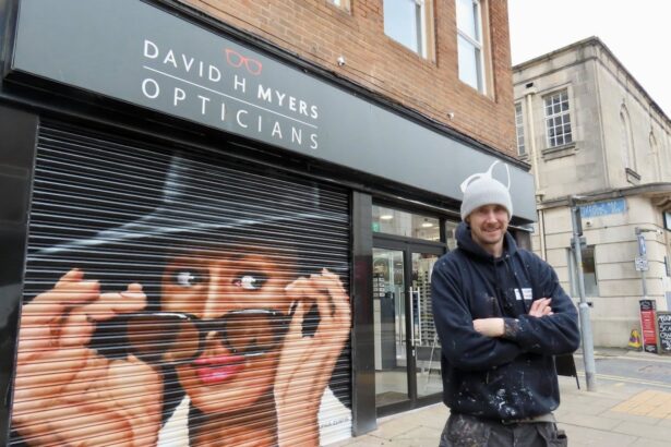Artist Paul Curtis has created a new Sophia Loren mural on the shutters at David H Myers Opticians in Southport. Photo by Andrew Brown Stand Up For Southport