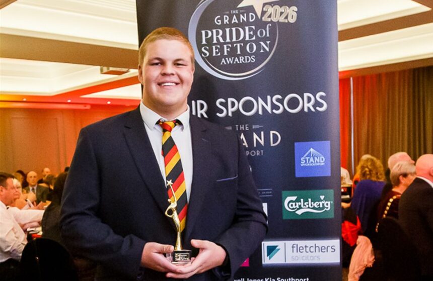 Hendro Hattingh, a pupil at Scarisbrick Hall School, a player for Southport Rugby Club and a Sale Sharks Academy player who has been selected for the England U18 Mens Rugby Union squad, has won the Sefton Young Sportsperson Of The Year Award sponsored by Merseyrail at the Grand Pride Of Sefton Awards. Photo by Kevin Brown Photography