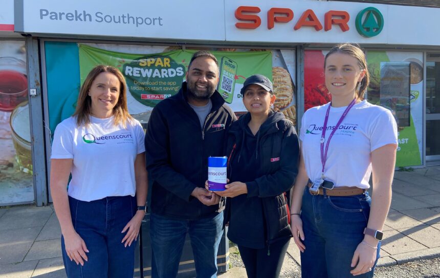 Queenscourt Hospice fundraisers with the team at SPAR on Ovington Drive in Kew in Southport