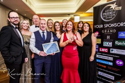 Linaker Primary School in Southport won the Sefton School of The Year sponsored by Southport Education Group at the Grand Pride Of Sefton Awards 2026 at The Grand Southport. The award was presented by Southport Education Group Principal CEO Michelle Brabner. Photo by Kevin Brown Photography
