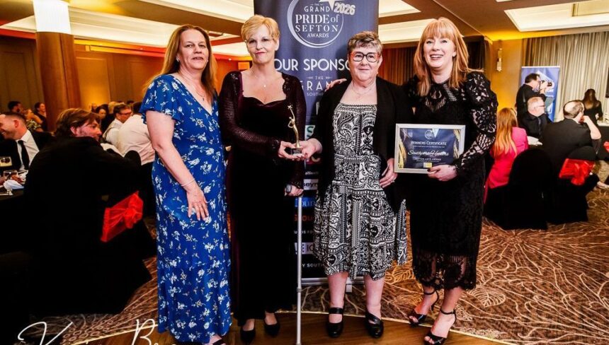 The Southport Hookers have won the Sefton Arts Award sponsored by Fitton Estates at the 2026 Grand Pride Of Sefton Awards at The Grand Southport. Photo by Kevin Brown Photography