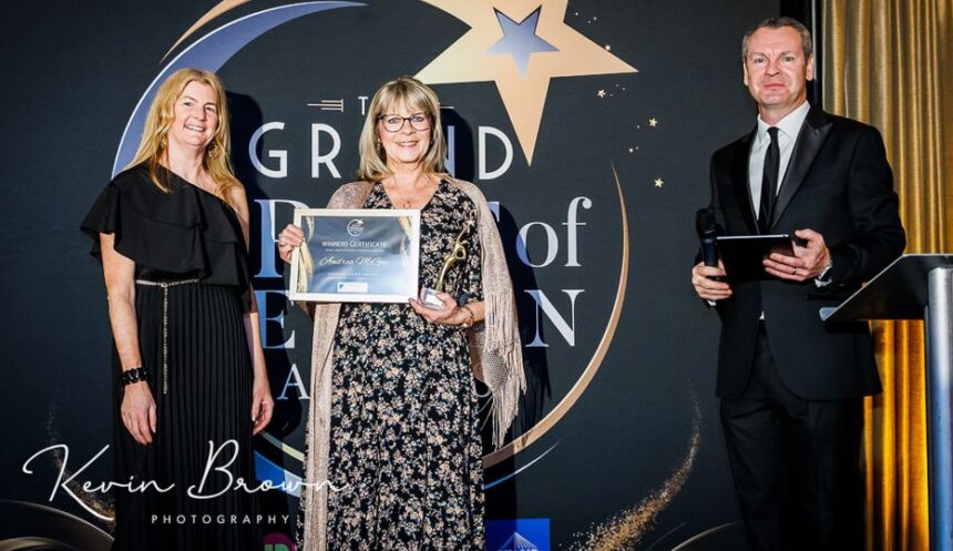 Andrea McGee has won the Sefton Unsung Hero Award sponsored by Fletchers Solicitors at the Grand Pride Of Sefton Awards. She was presented with her award by Fiona Swarbrick, the Associate Solicitor & Head of Clinical Negligence at Fletchers Solicitors. Photo by Kevin Brown Photography