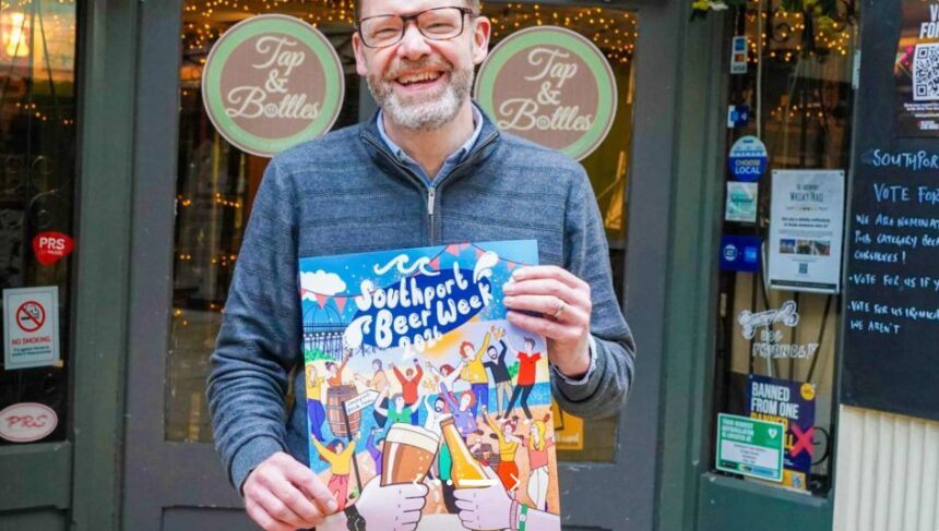 Julian Burgess at the Tap and Bottles in Cambridge Arcade in Southport. Photo by Bertie Cunningham Southport BID
