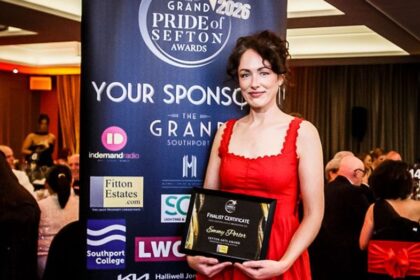 Emmy Porter was honoured as a Finalist in the Sefton Arts Award sponsored by Fitton Estates at the 2026 Grand Pride Of Sefton Awards at The Grand in Southport. Photo by Kevin Brown Photography