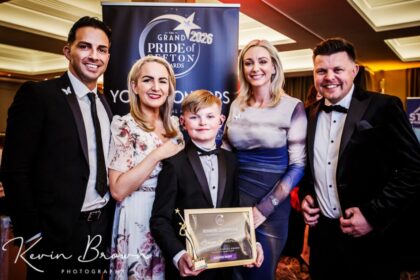 Llewyn Sunderland has won a Sefton Child Of Courage Award sponsored by Cooper Parry accountants at the Grand Pride Of Sefton Awards at The Grand in Southport. Photo by Kevin Brown Photography