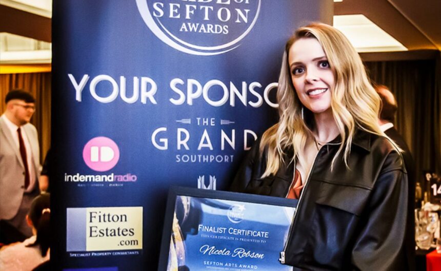 Nicola Robson was a Finalist in the Sefton Arts Award sponsored by Fitton Estates at the 2026 Grand Pride Of |Sefton Awards. Photo by Kevin Brown Photography