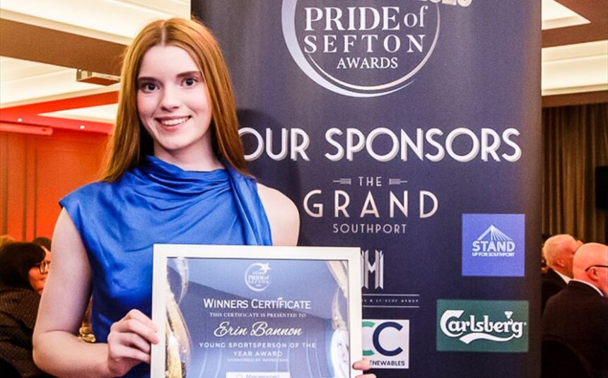 Erin Bannon has won the Sefton Young Sportsperson of The Year Award at the 2026 Grand Pride Of Sefton Awards. Photo by Kevin Brown Photography
