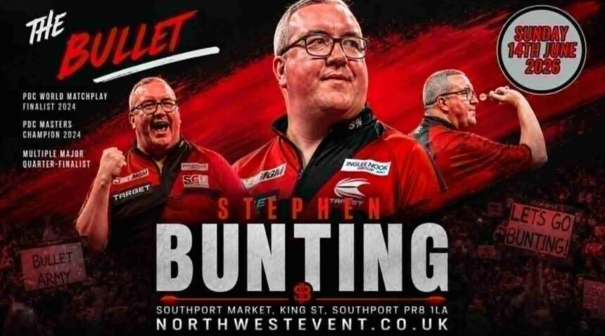 Stephen Bunting will perform at Southport Market on Sunday 14th June 2026