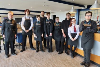 Southport College offers a range of T Level courses. Studenrts at Cluds restaurant. Photo by Andrew Brown Stand Up For Southport