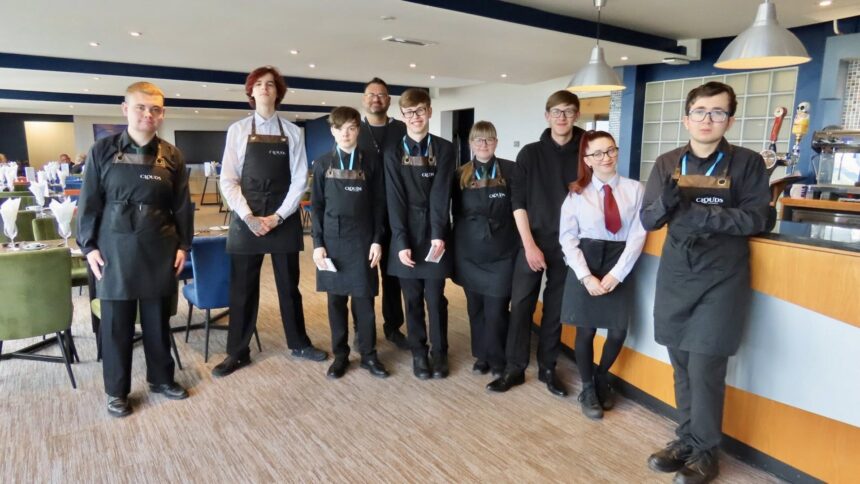 Southport College offers a range of T Level courses. Studenrts at Cluds restaurant. Photo by Andrew Brown Stand Up For Southport