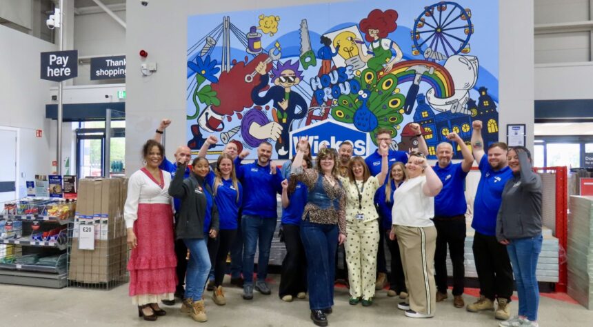 A new mural designed by Southport College student Lilly O'Connor and painted by fellow students at the college has been unveiled at the recently opened Wickes store at Kew Retail Park in Southport. Photo by Andrew Brown Stand Up For Southport