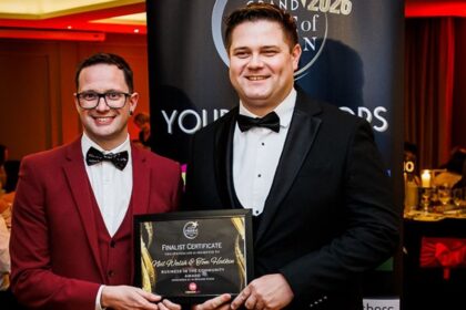Neil Walsh and Tom Hodgin, landlords at The Windmill Pub in Southport, were Finalists in the Business In The Community Award sponsored by In Demand Radio at the 2026 Grand Pride Of Sefton Awards. Photo by Kevin Brown Photography