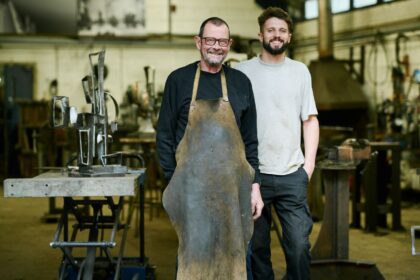 Brian and George Fell in their studio. Photo Adrian Lambert