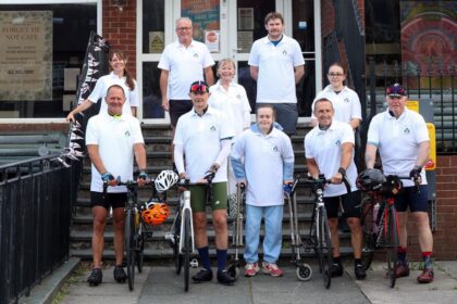 Ricky Webb has set off on a fundraising cycle ride of over 200 miles to support the dementia cafe in Southport. Photo by Michelle Foster