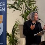 Alison Navarro, Liverpool City Region Race Equality Hub Programme Director , speaking at the launch of the Liverpool City Region Anti-Racism Strategy