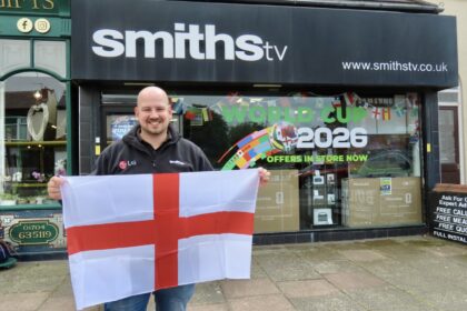Smiths TV Managing Director Mark Wright is running a promotion called England Score You Score!during the 2026 World Cup. Photo by Andrew Brown Stand Up For Southport