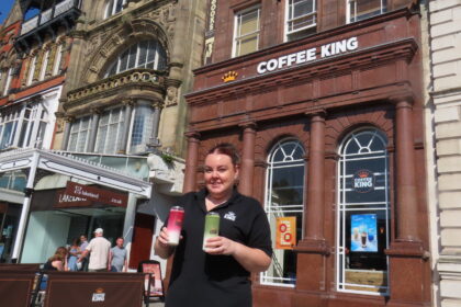 Coffee King has successfully introduced an exciting new drinks concept to the Southport market, bringing fresh-to-order can-sealing technology to its Lord Street location. Southport Coffee King Manager Caroline Bimpson. Photo by Andrew Brown Stand Up For Southport