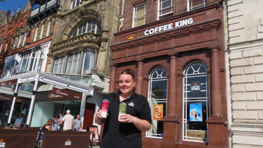 Coffee King has successfully introduced an exciting new drinks concept to the Southport market, bringing fresh-to-order can-sealing technology to its Lord Street location. Southport Coffee King Manager Caroline Bimpson. Photo by Andrew Brown Stand Up For Southport