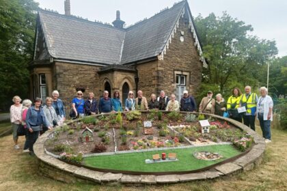 The Southport U3A Just One Thing Hesketh Park Garden group presented a £250 cheque raised by members to Hesketh Park Heritage Group Co-Chair Adrian Fletcher