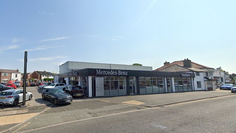The former Mertcedes-Benz car showroom on Liverpool Road in Birkdale in Southport. Photo by Google Instant Street View