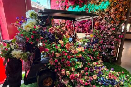 The flower caddy at Southport Market