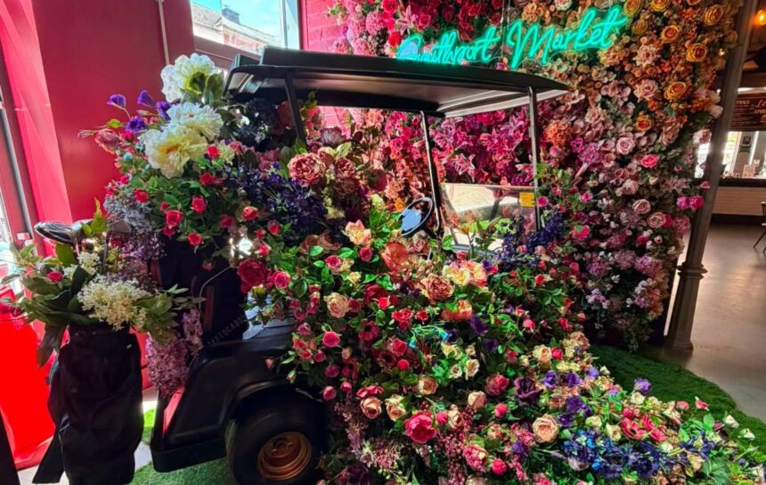 The flower caddy at Southport Market