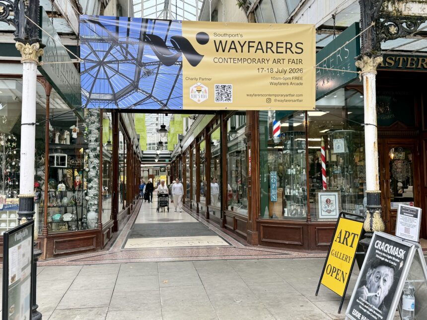 Wayfarers Arcade on Lord Street in Southport town centre will host the inaugural Wayfarers Contemporary Art Fair from Thursday 16th July to Saturday 18th July 2026. Photo by Andrew Brown Stand Up For Southport