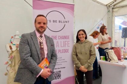 Lord Lieutenant of Merseyside Peter Oliver OBE and Leanne Lucas the founder of the Let's Be Blunt campaign at Southport Flower Show. Photo by Andrew Brown Stand Up For Southport