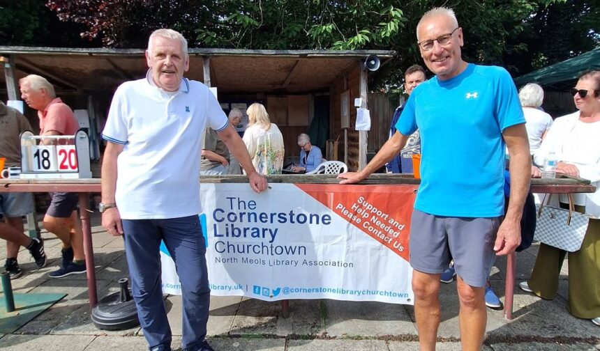 A 12-hour bowls marathon led by Derek Ainsworth (left) in Churchtown has raised more than three times its original fundraising target for Cornerstone Library