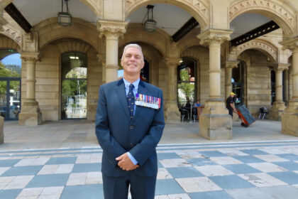 The Commandant at Altcar Training Camp in Hightown, Carl Gardner, at The Atkinson in Southport. Photo by Andrew Brown Stand Up For Southport