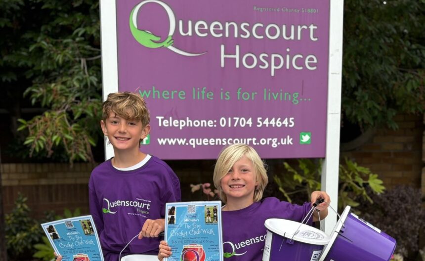 Michelle Foster is inviting people to join her on The Big Cricket Club Walk for Queenscourt Hospice. Guy and Clark Foster aged 10 and 6, who play in the Under 11s team at Southport Trinity, are supporting the event