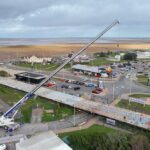 A huge crane is in place to lift steel into place at Southport Pier. Photo by Slobber Chops