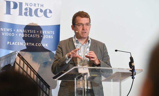 Stephen Watson speaking at the Place North Revitalising our Town and City Centres conference in Manchester. Image - Place Media