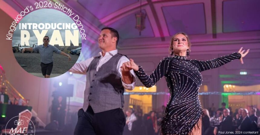 Kingswood Site Manager Ryan Corlett to Salsa for Queenscourt Hospice at the Queenscourt Strictly event in Southport