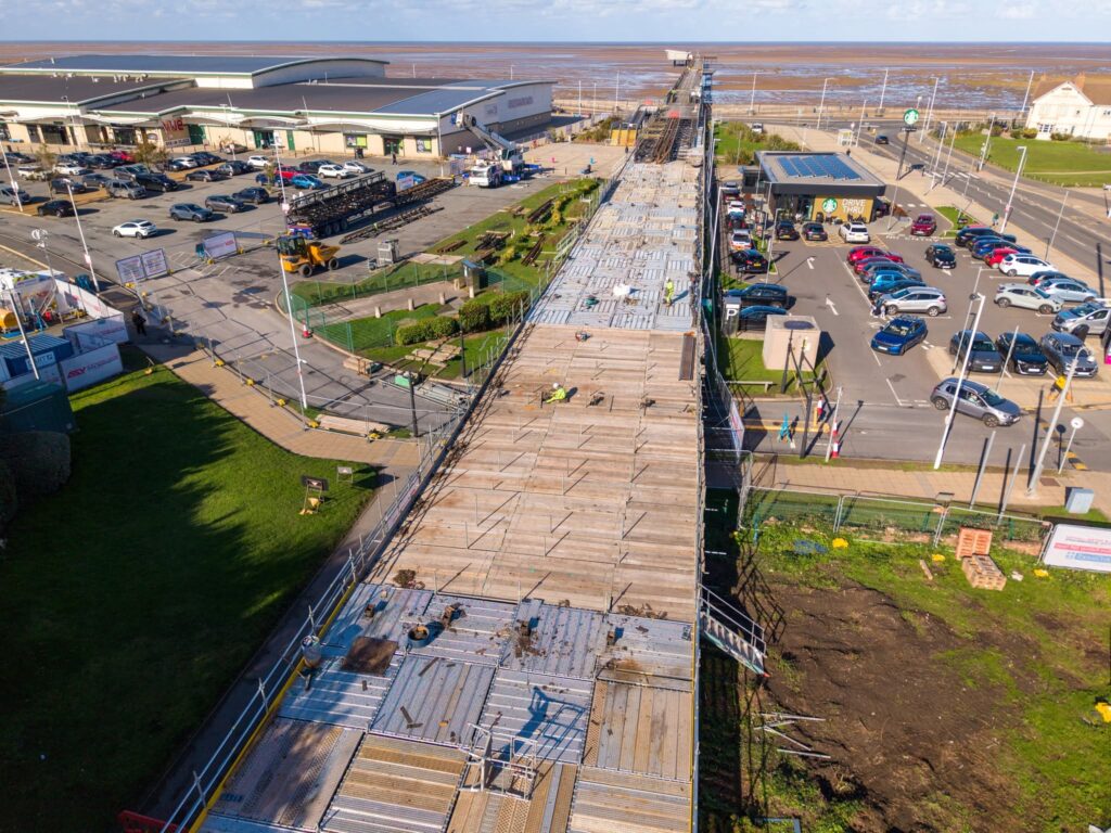 Restoration work is taking place on Southport Pier. Photo by Jason Williams owner of UK Drone Shots
